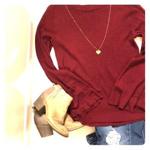 Burgundy sweater with bell sleeves only